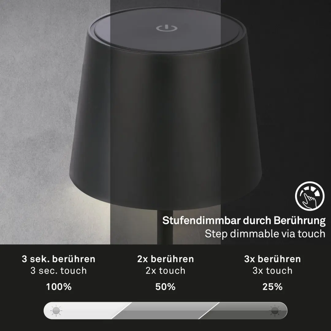 Briloner Oplaadbare Tafellamp USB-C 2,6W - Zwart