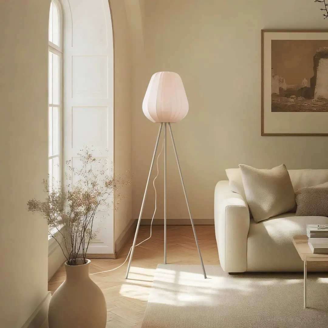 Lindby Vloerlamp Textiel 1 Licht E27 - 144cm - Beige