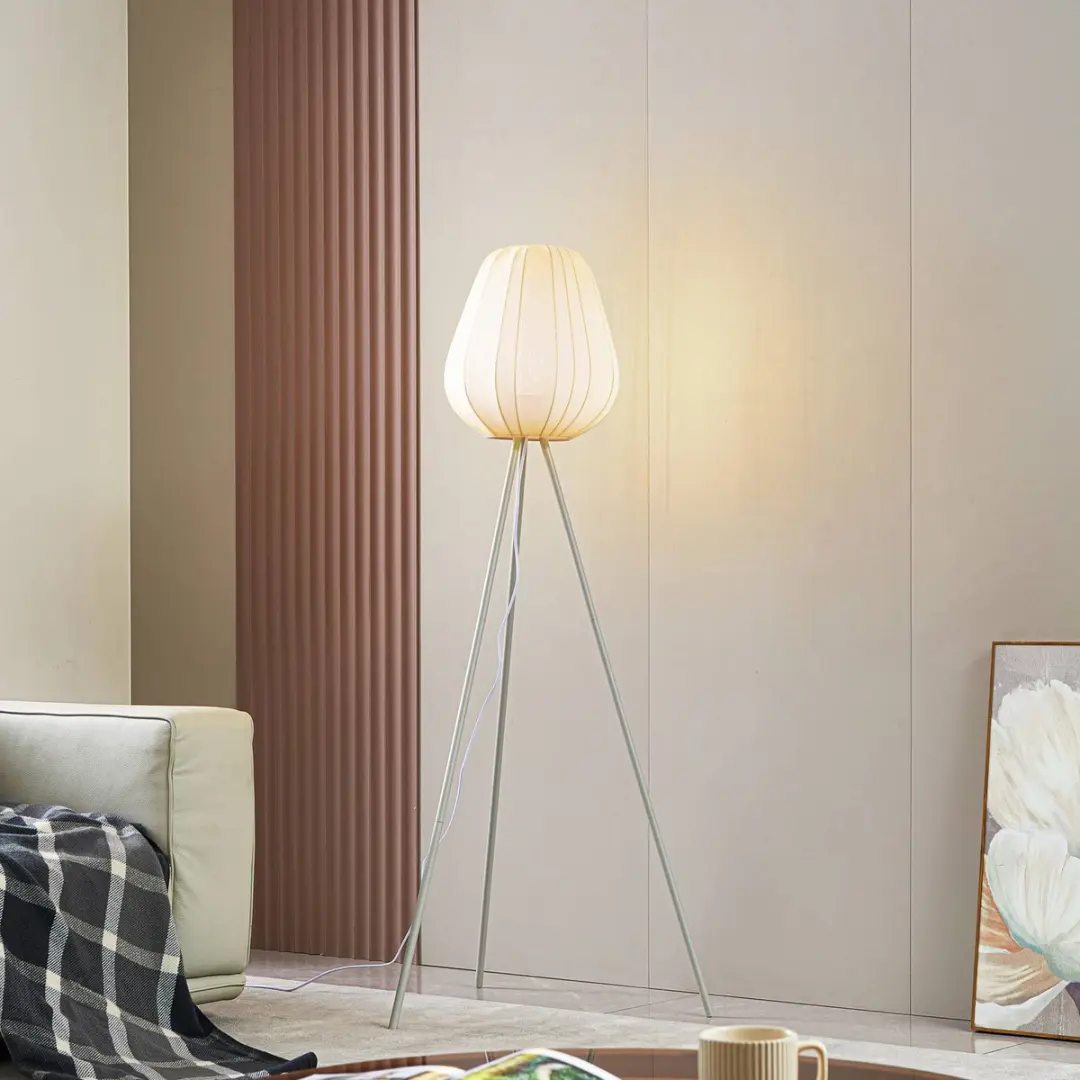 Lindby Vloerlamp Textiel 1 Licht E27 - 144cm - Beige