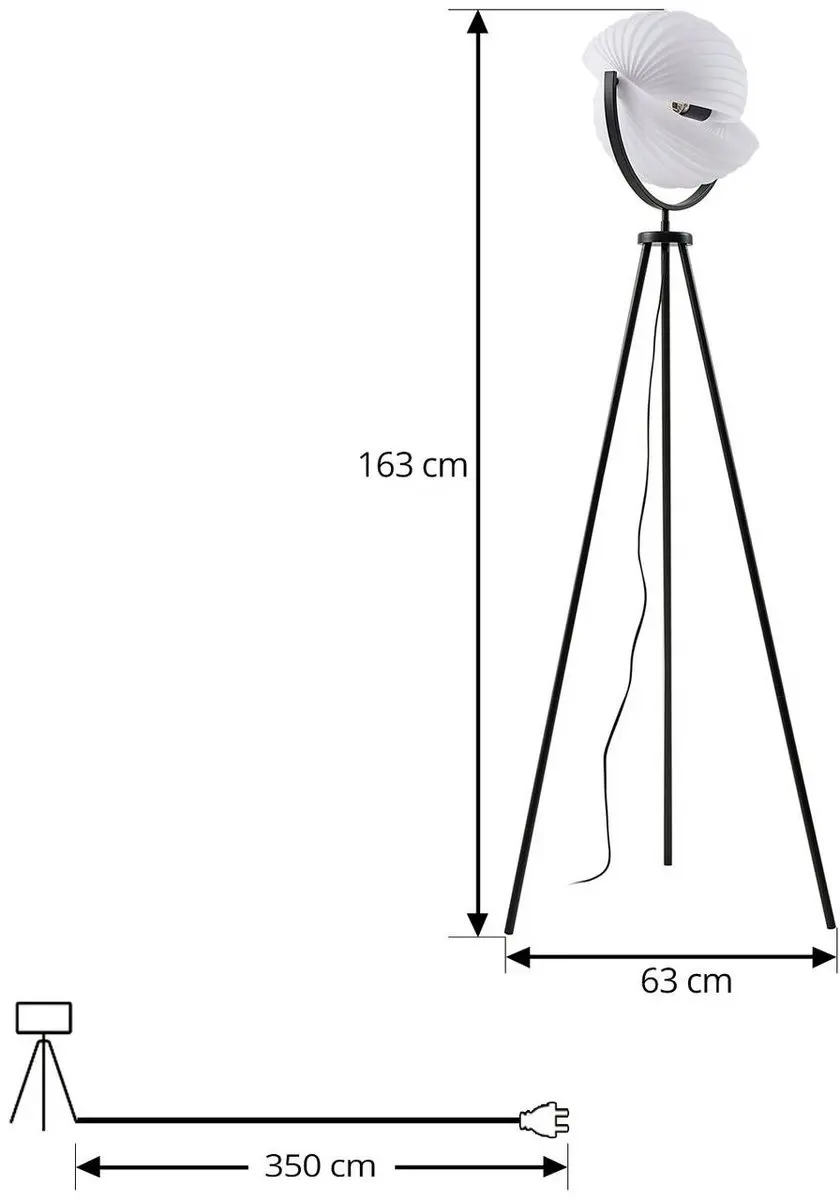 Lucande Vloerlamp 1 Licht - 163cm - Wit/Zwart