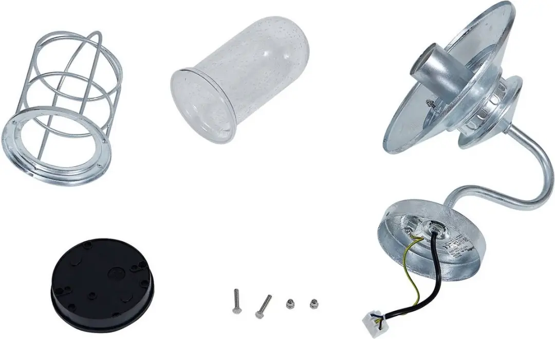Lindby Wandlamp Buiten Staal Glas 31.7cm E27 - Verzinkt Zilver