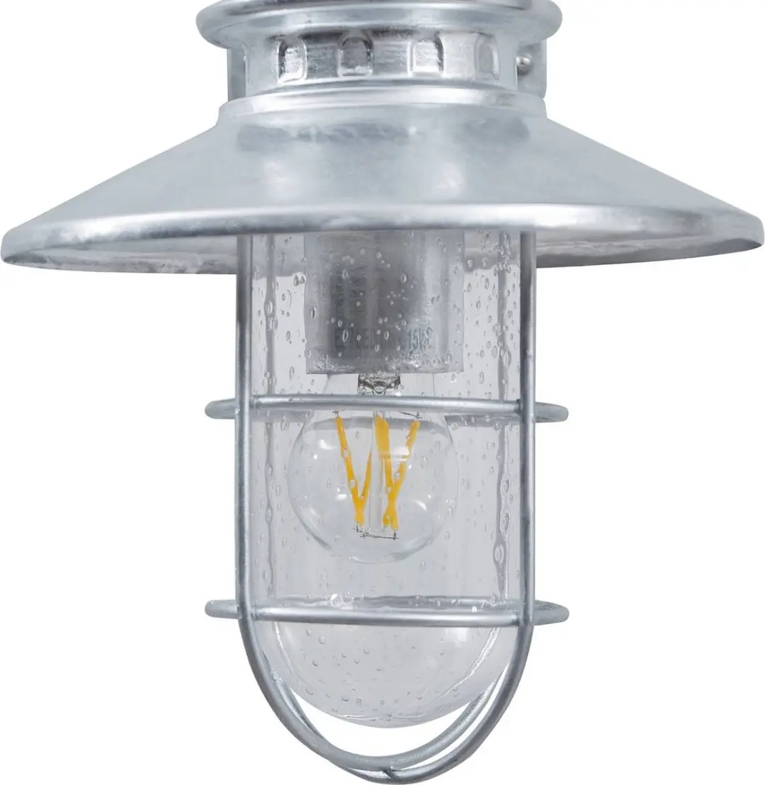 Lindby Wandlamp Buiten Staal Glas 31.7cm E27 - Verzinkt Zilver