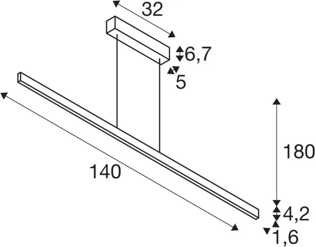 SLV One Linear Hanglamp 2x15W - 140cm - Zwart
