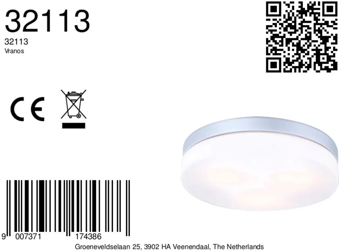 Globo Vranos Plafondlamp 30cm - 3x E27 - Zilver