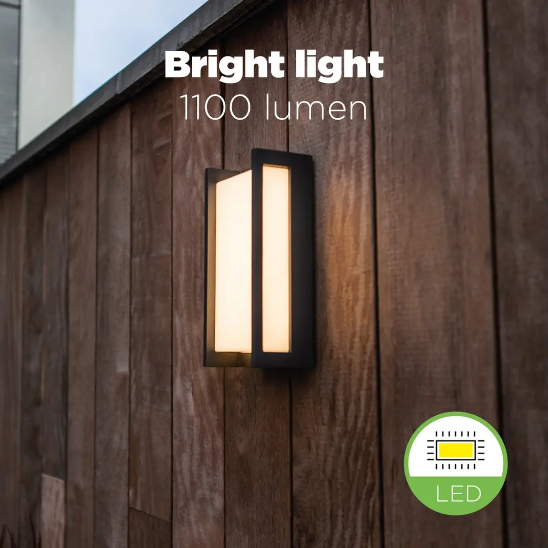 Lutec Qubo LED Wandlamp Buiten - 1100 Lm 3000K - Donkergrijs