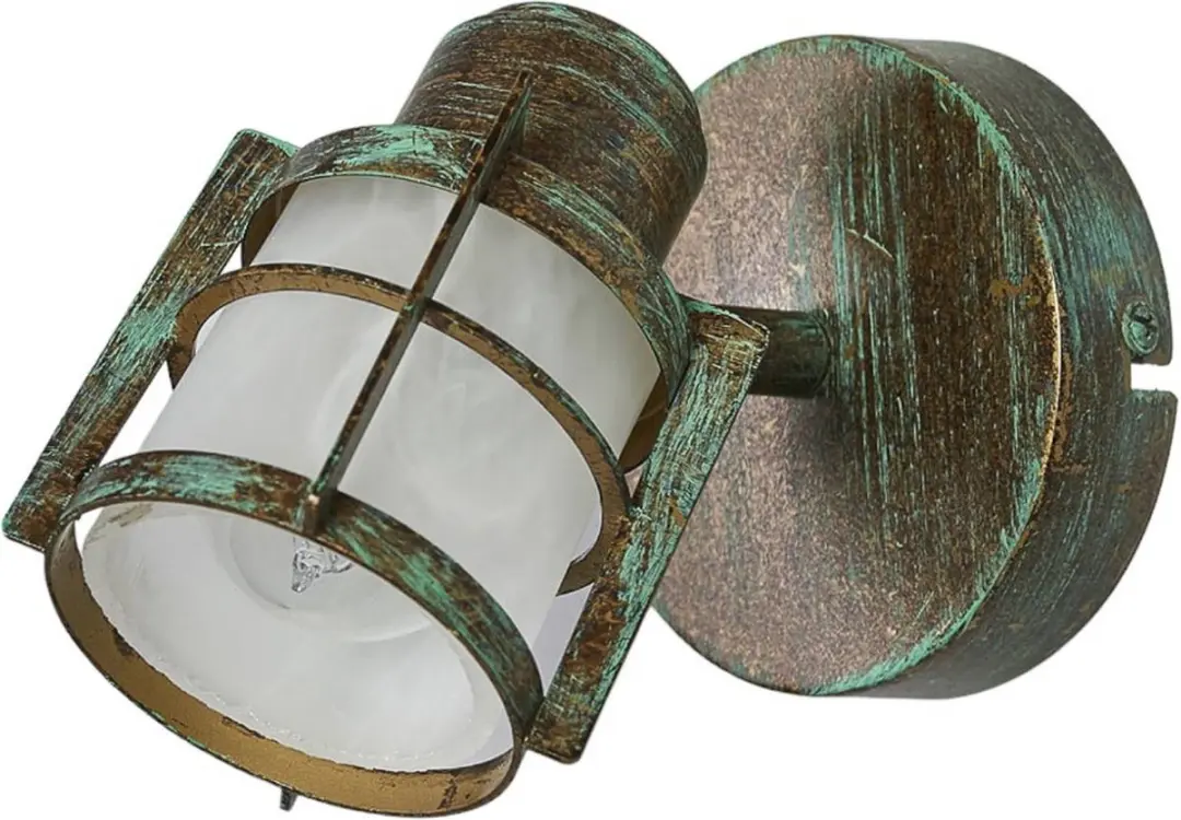 Lindby Wandlamp Glas Metaal 1 Licht E14 - 40W - Kopergroen/Wit
