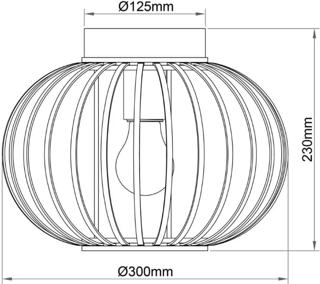Brilliant Enca Plafondlamp 30cm - Hout/Zwart - E27 - 60W