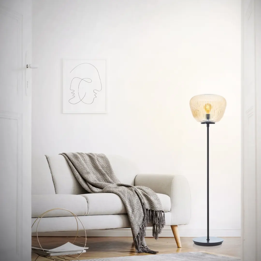 Brilliant Kaizen Vloerlamp - 1xE27 40W - Amber/Zwart