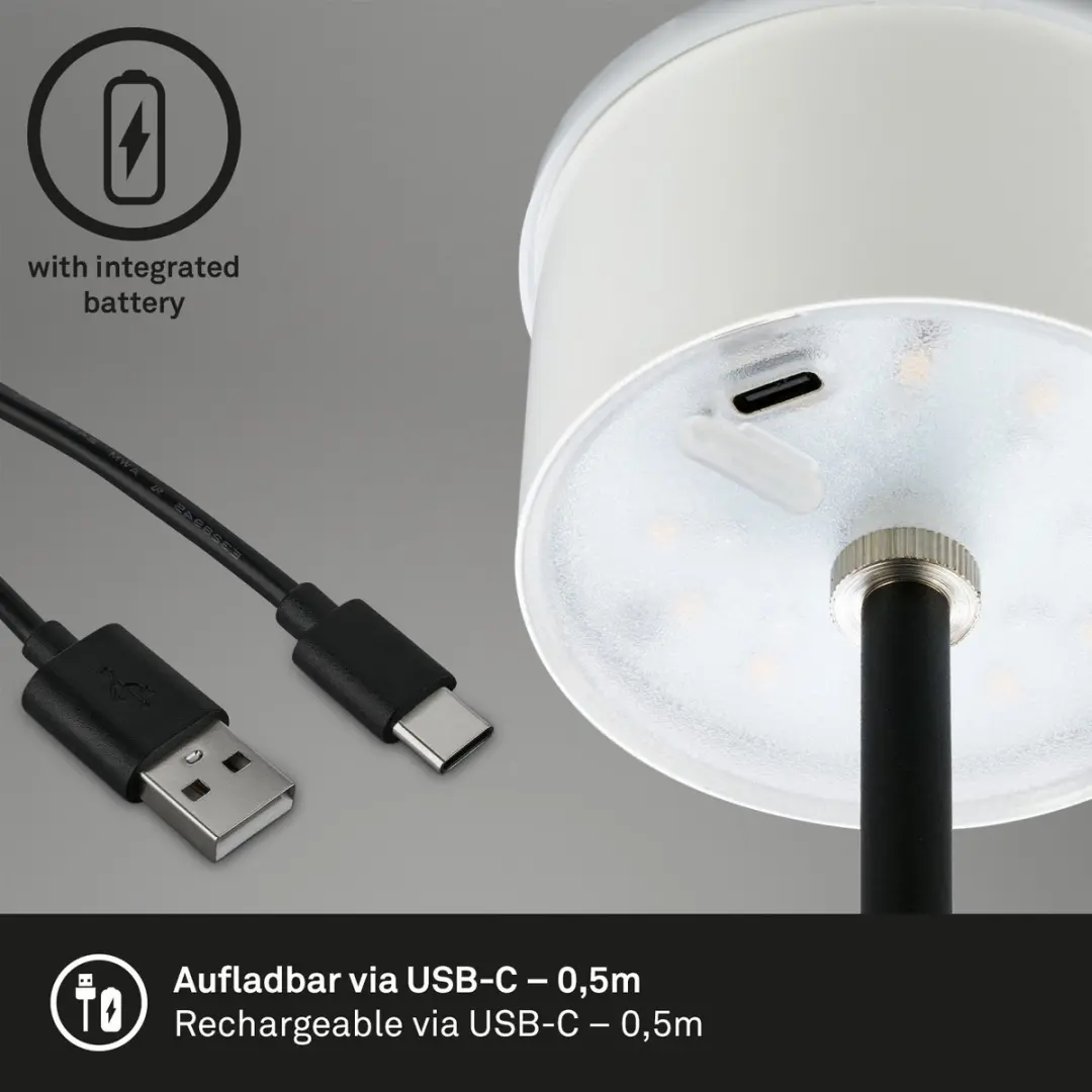 Briloner Kiki RGB Tafellamp - Oplaadbaar USB-C - Ø12cm - Zwart
