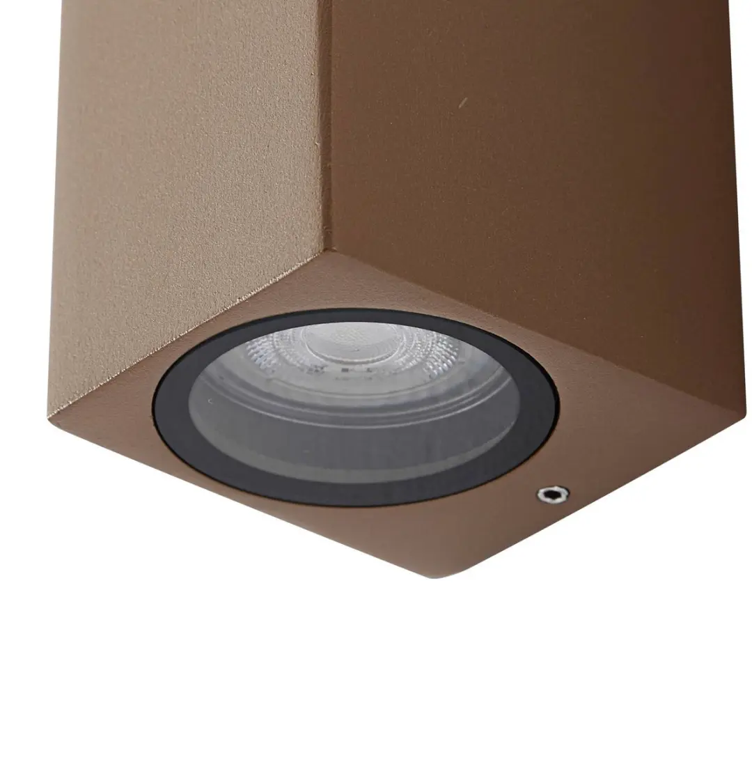Lucande Wandlamp Buiten 2-Lichts GU10 - Gegoten Aluminium - Bruin/Transparant