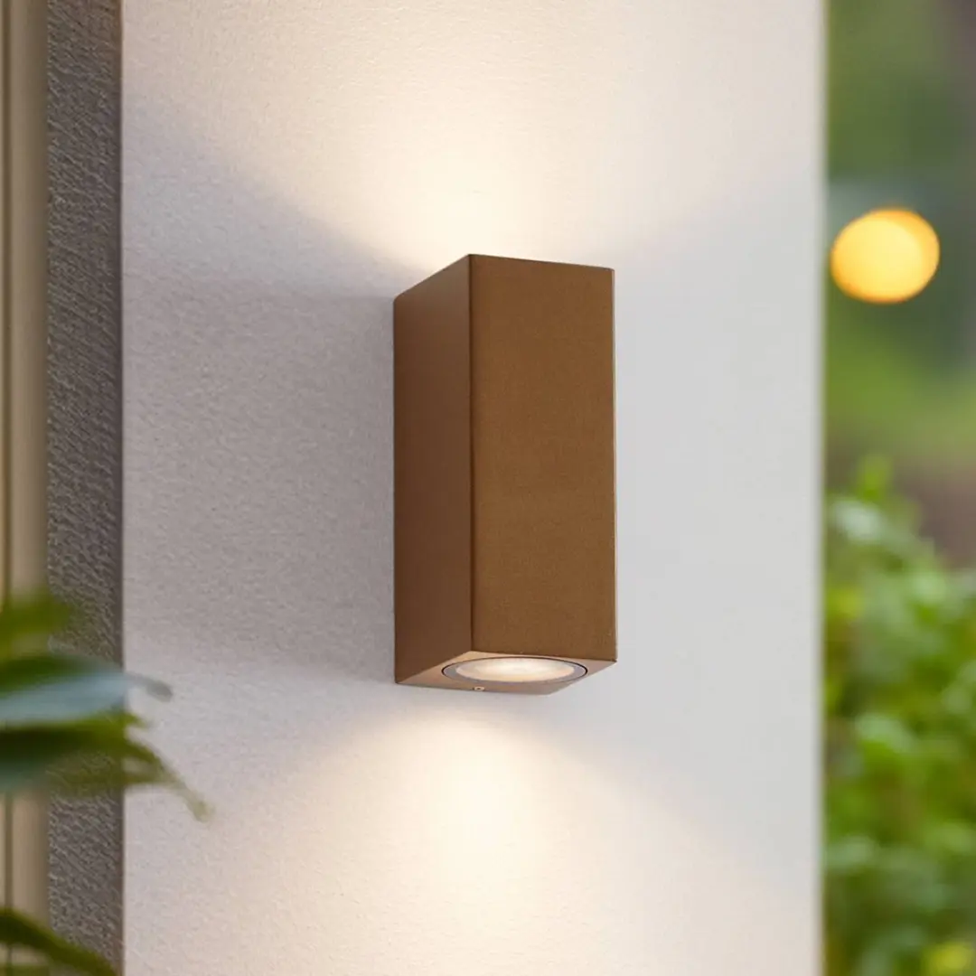 Lucande Wandlamp Buiten 2-Lichts GU10 - Gegoten Aluminium - Bruin/Transparant