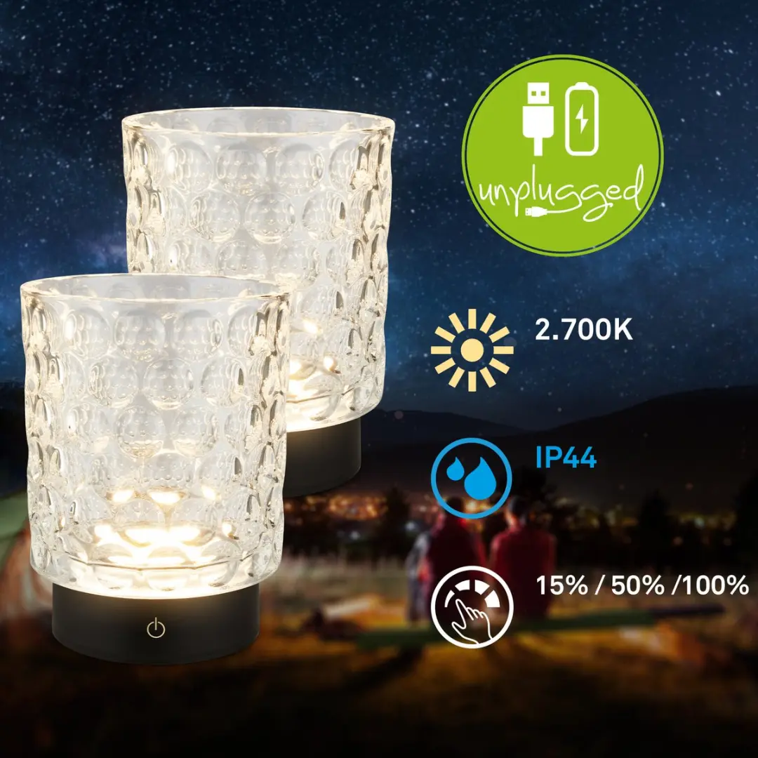 Briloner Sunora Oplaadbare Tafellampen Set - 2 Stuks - Ø11cm