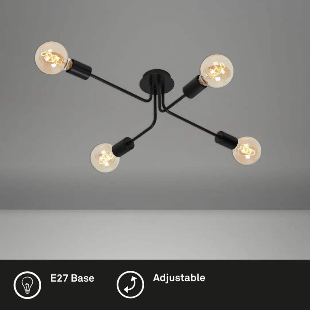 Briloner Kuglo Plafondlamp 4-Lichts E27 - Zwart