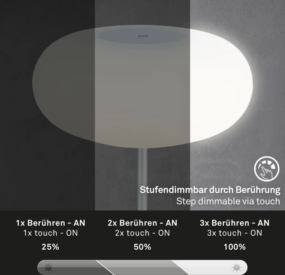 Briloner Olana LED Tafellamp Accu - 3.300K - Mat Chroom