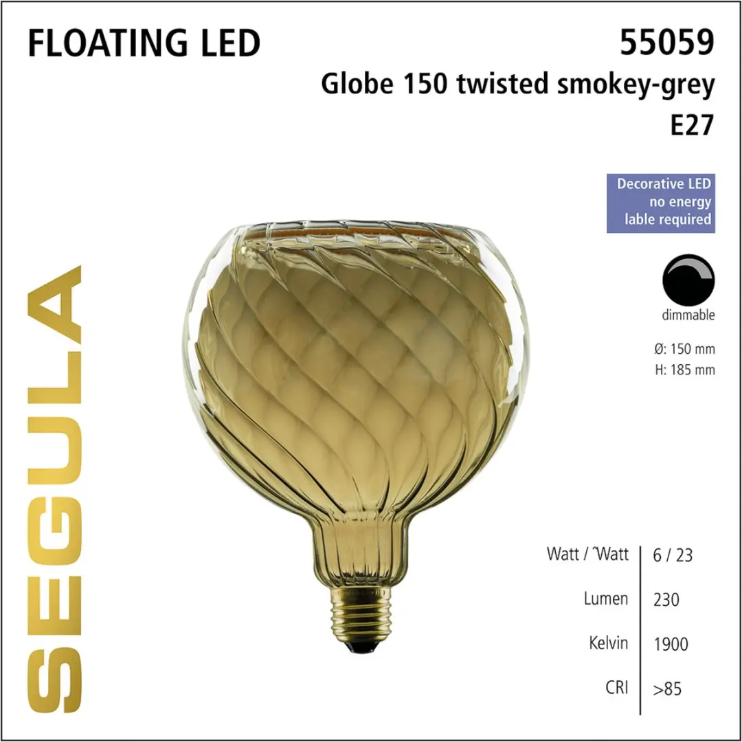 Segula LED Floating Globe 150 6W E27 - 1900K Rookglas