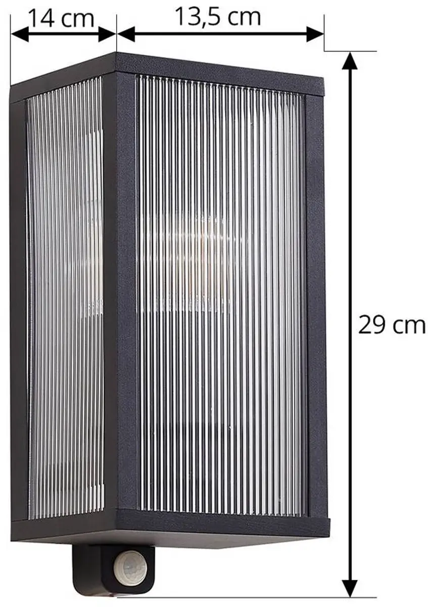 Lindby Wandlamp Buiten 1 Licht E27 - Antraciet/Transparant