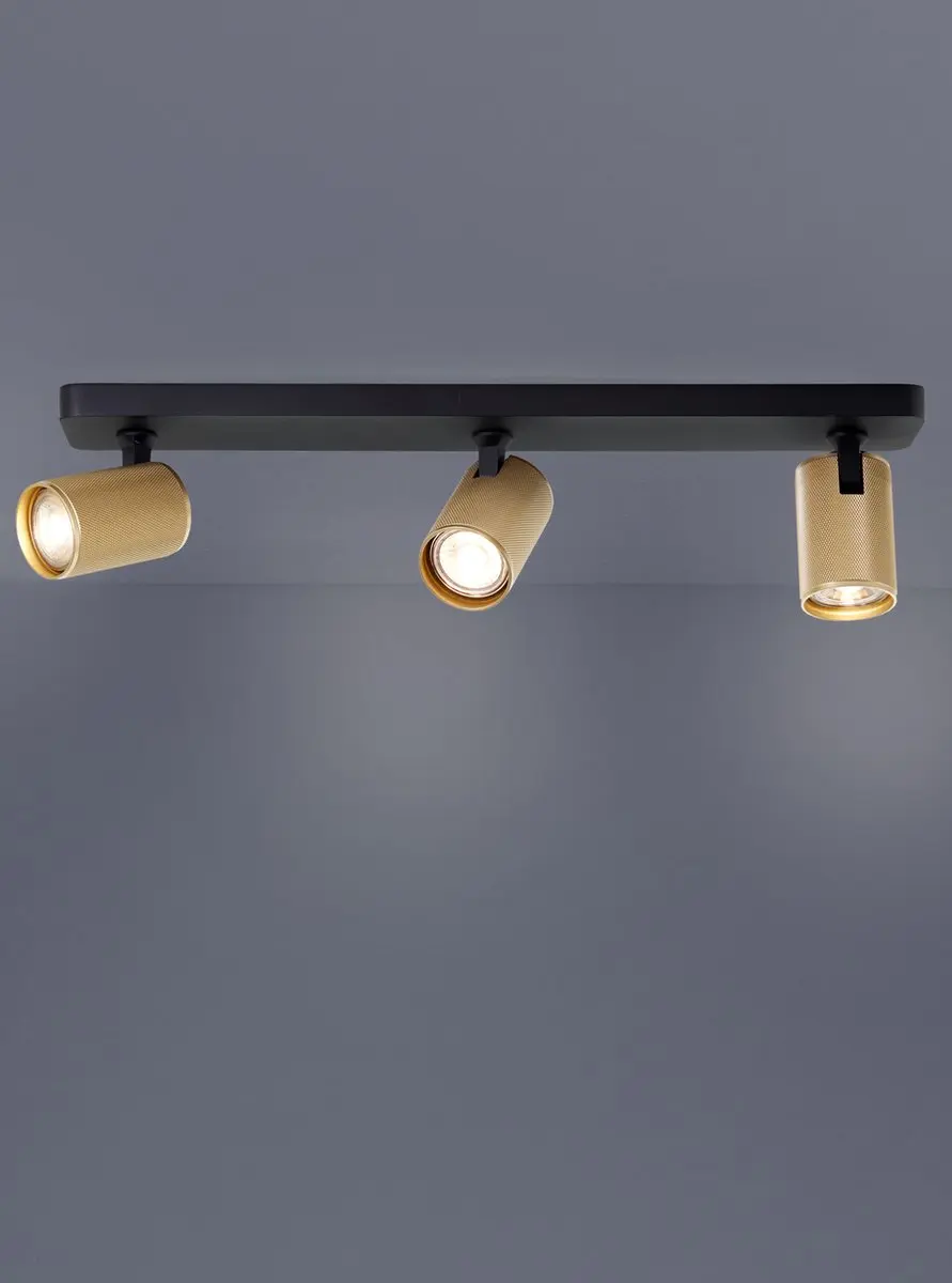 Brilliant Marty Plafondspot GU10 3x5W 3000K - Zwart/Goud - afbeelding 6 van 6
