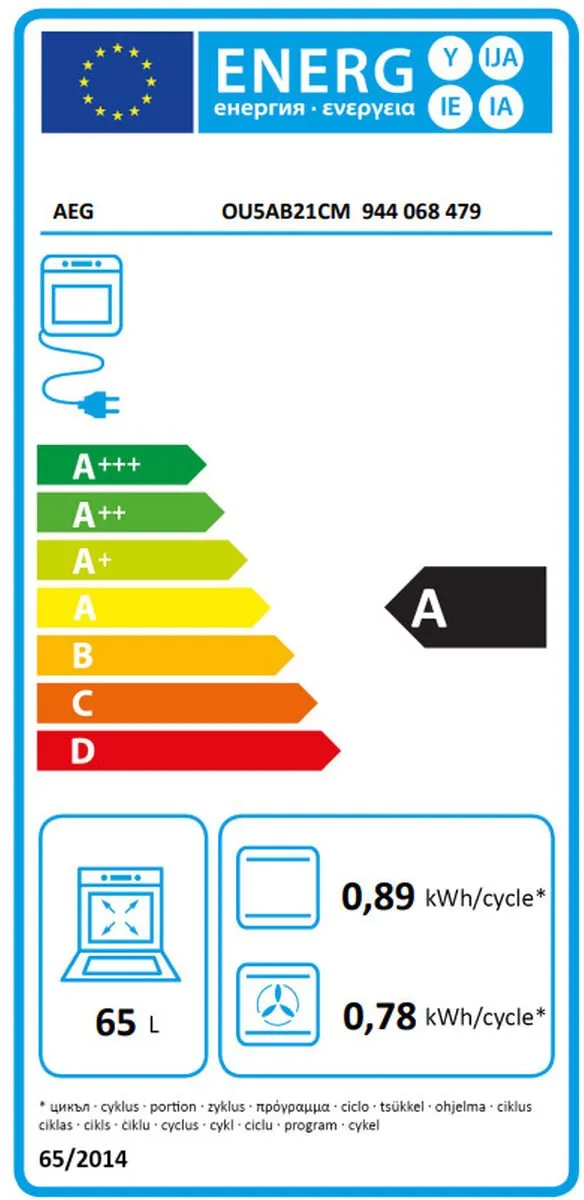 AEG OU5AB21CM Oven 65L - Roestvrijstaal