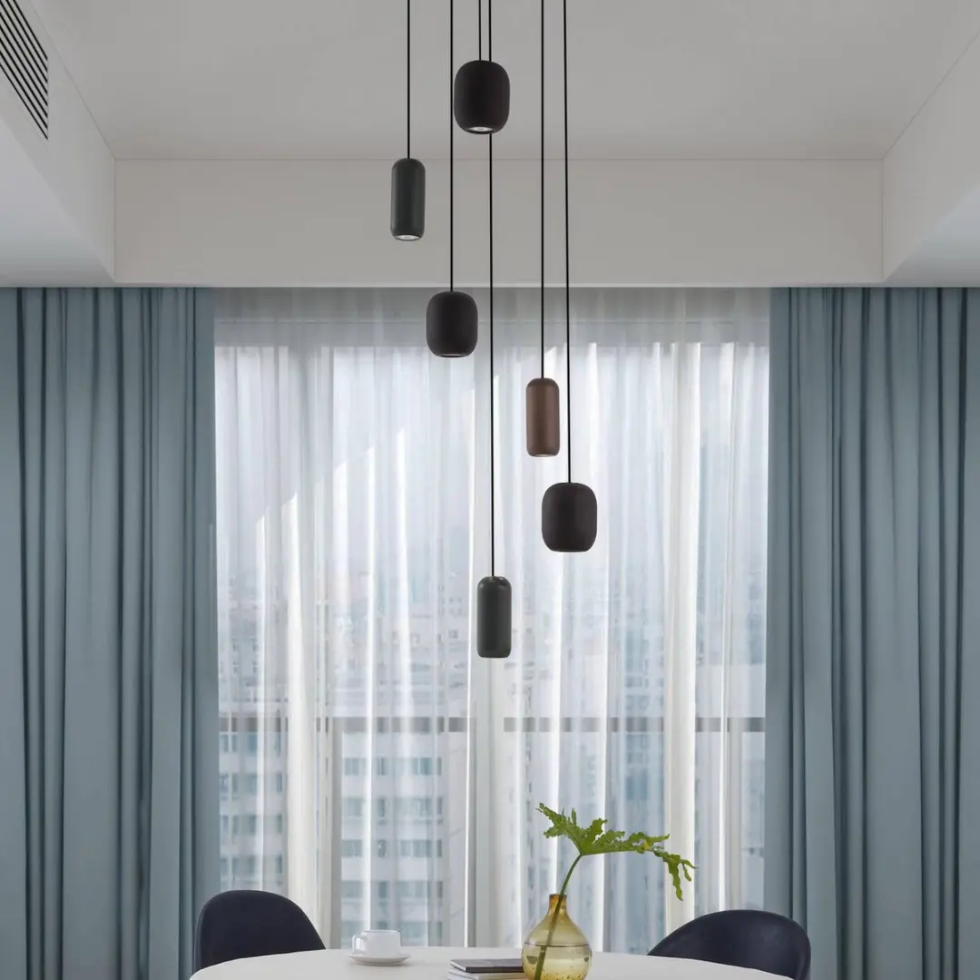 Lucande Hanglamp 6x GU10 - IJzer/metaal/PVC - Zwart mat/donkergroen mat/bruin mat