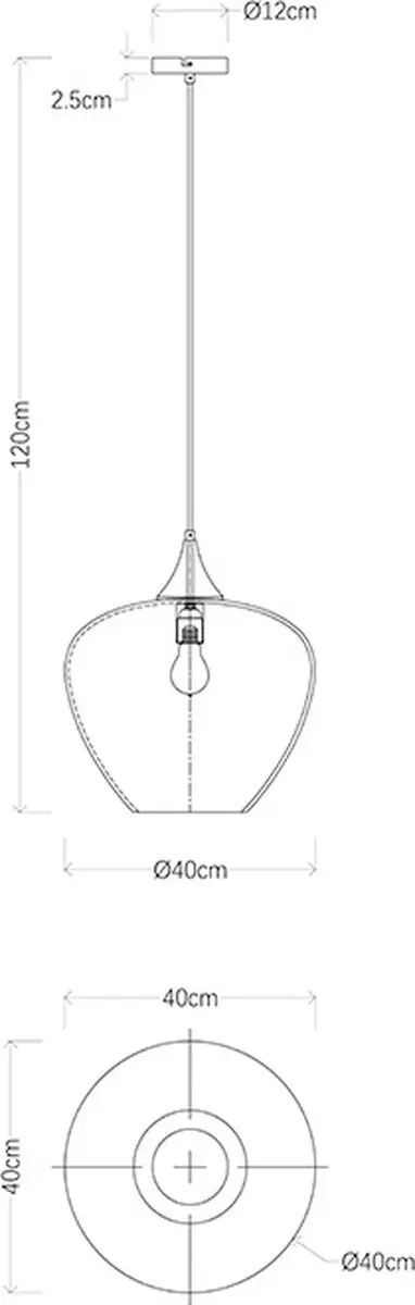 Globo Maxy Hanglamp Ø40cm - Zwart