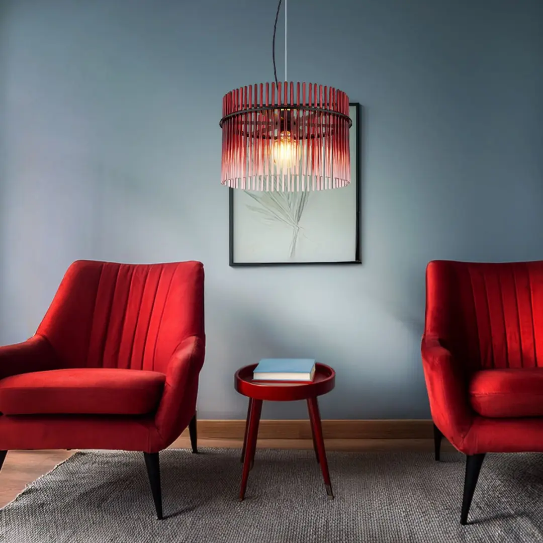 Globo Gorley Hanglamp - Ø40cm - Rood - E27 - afbeelding 6 van 6