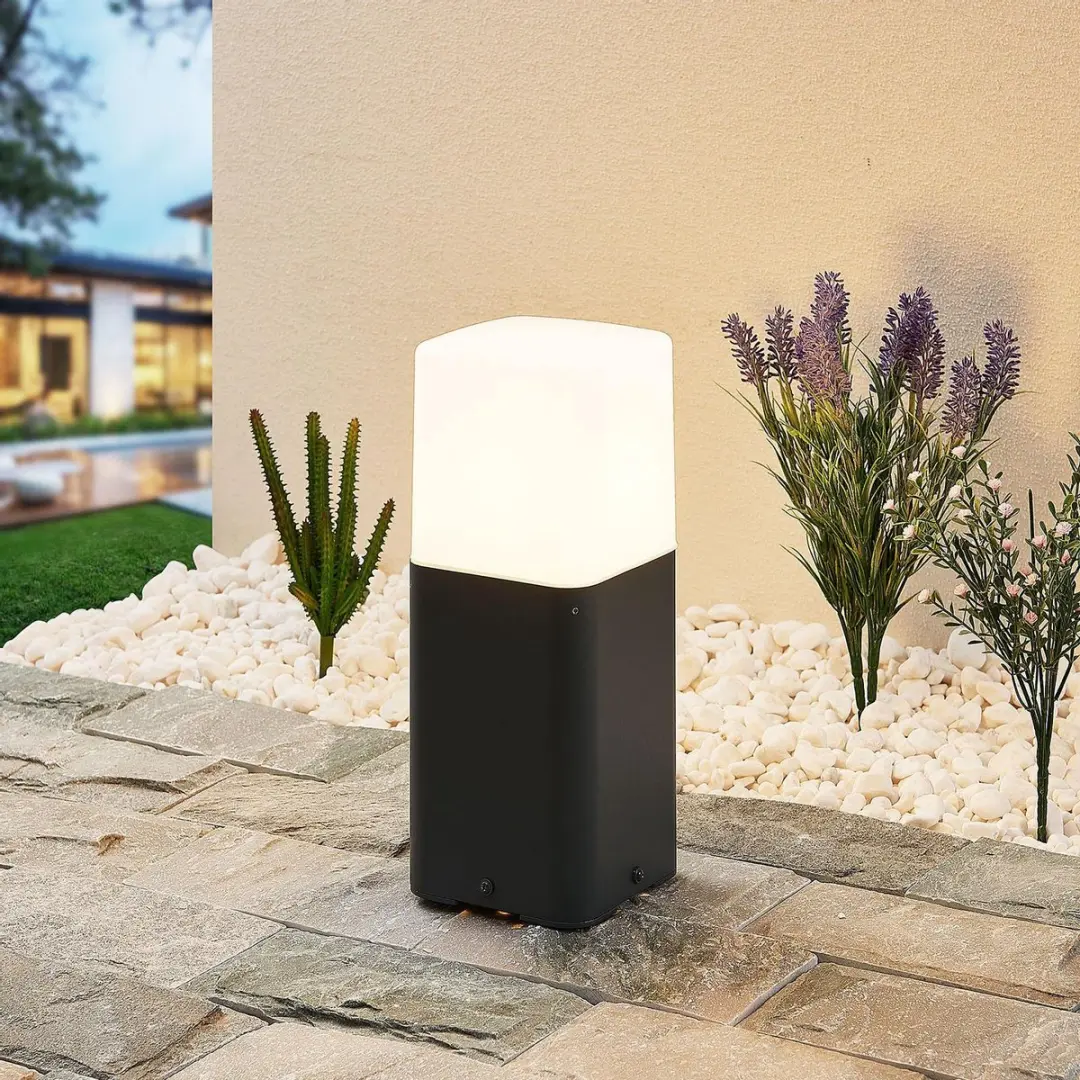 Lucande Sokkellamp E27 23W - Antraciet/Wit