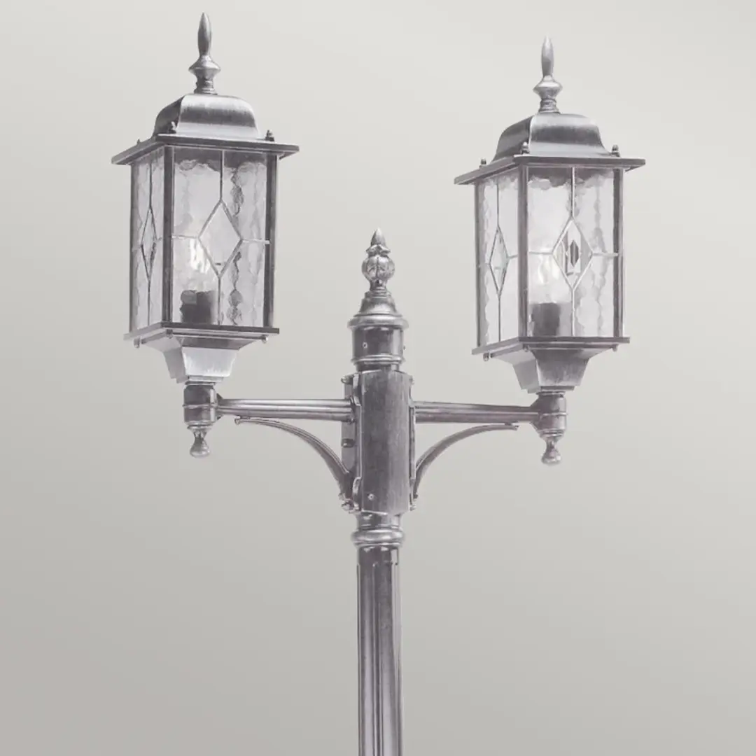 Elstead Lighting Wexford LED Tuinpilaar - 2x E27 60W - IP44 - Zwart/Zilver