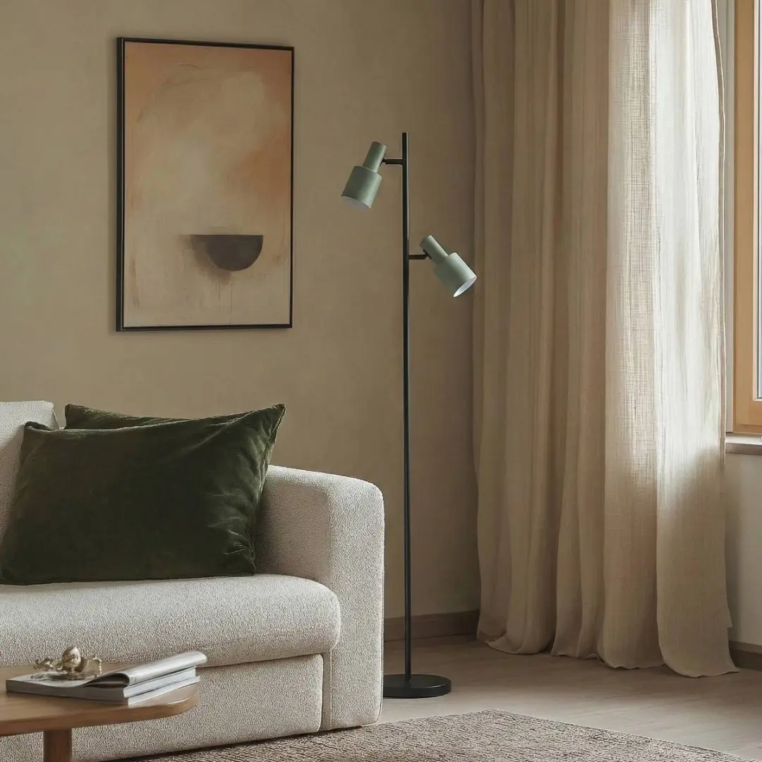 Lindby Vloerlamp 2-lichts IJzer - 155cm - Groen/Zwart