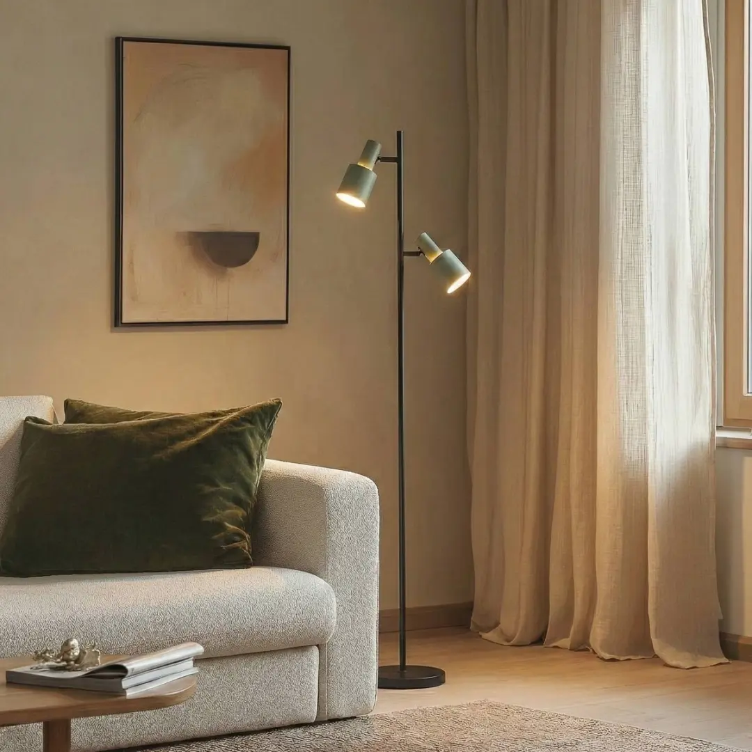 Lindby Vloerlamp 2-lichts IJzer - 155cm - Groen/Zwart