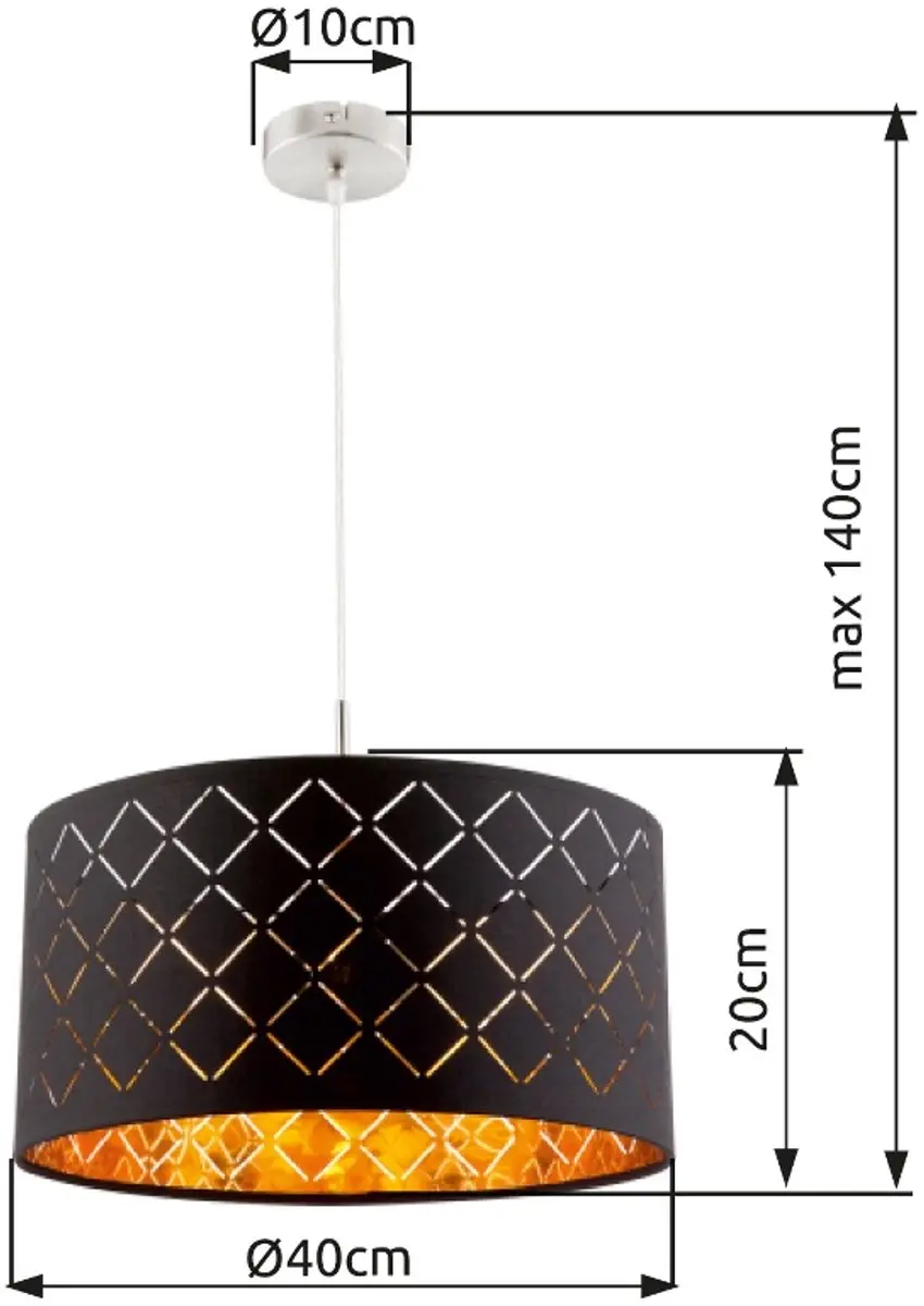 Globo Clarke Hanglamp - Ø40cm - Zwart