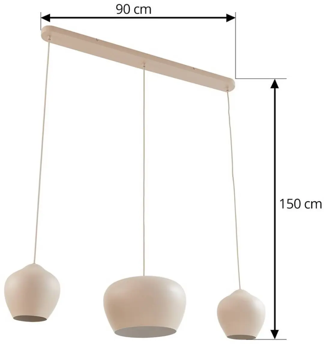 Lucande Hanglamp 3-Lichts E27 - 30cm - Beige/Wit