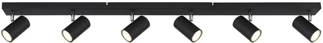 Globo Plafondlamp Spotstrip 6-vlam Zwart
