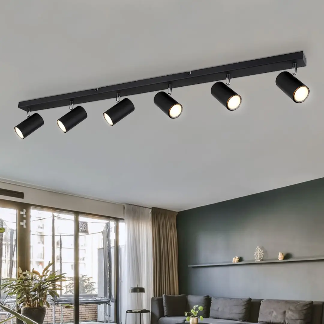 Globo Plafondlamp Spotstrip 6-vlam Zwart - 6x GU10
