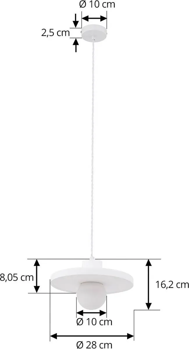 Lindby Hanglamp Gips Glas 1 Licht E27 - 28cm - Wit
