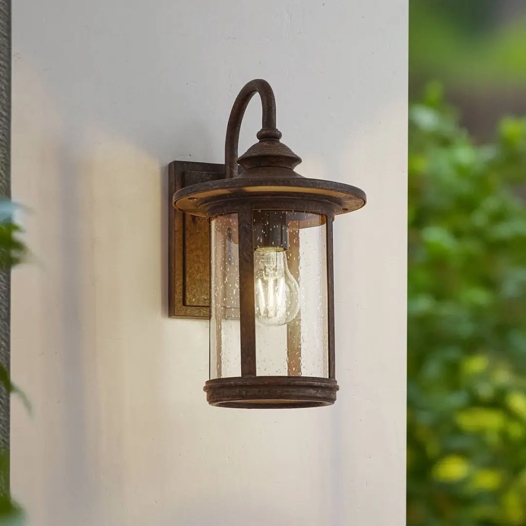 Lindby Wandlamp Buiten Aluminium Glas 33.4cm E27 - Roest Transparant