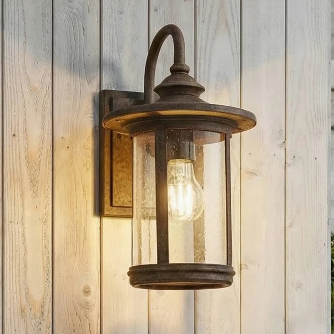 Lindby Wandlamp Buiten Aluminium Glas 33.4cm E27 - Roest Transparant
