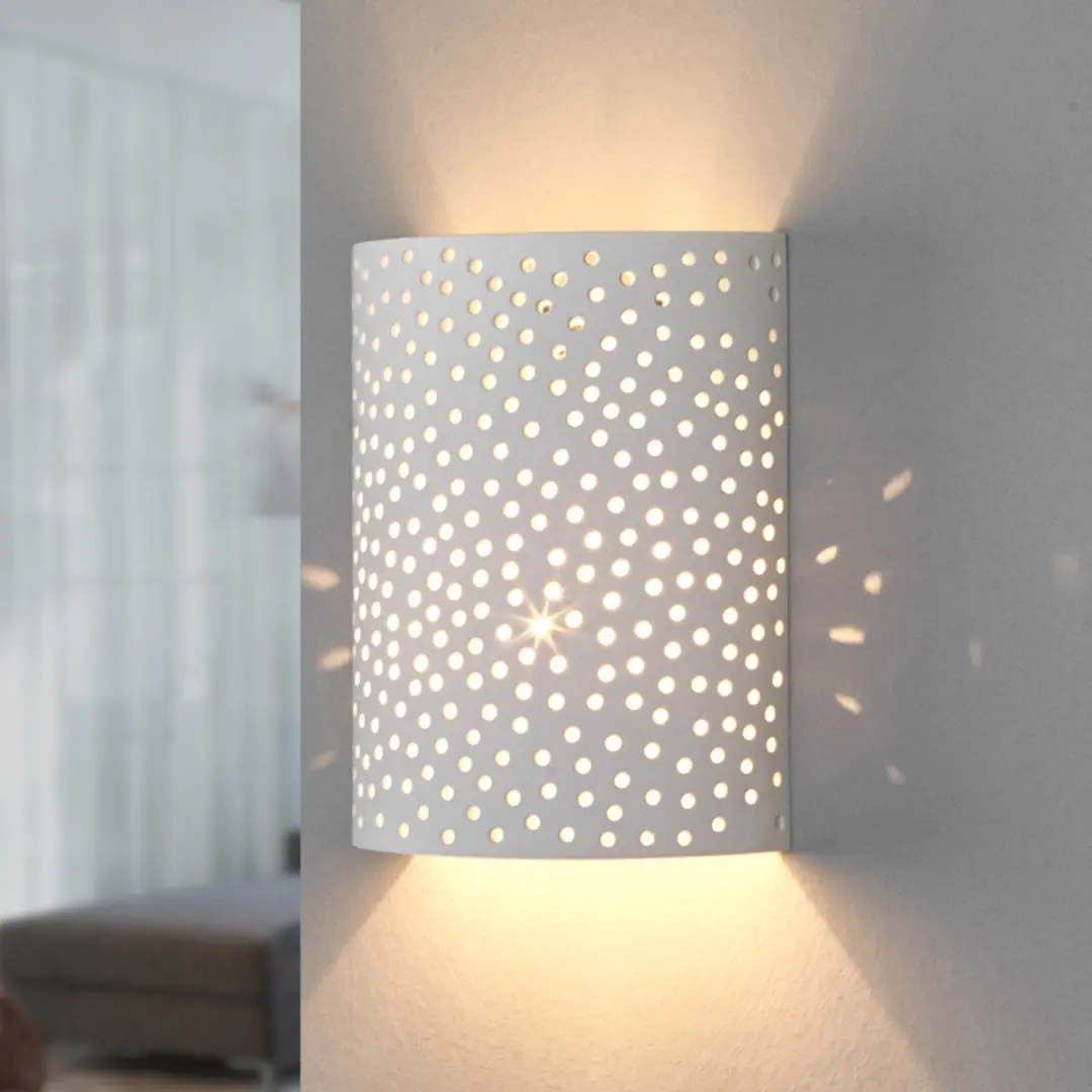 Lindby Wandlamp Gips Metaal 1 Licht E14 Wit
