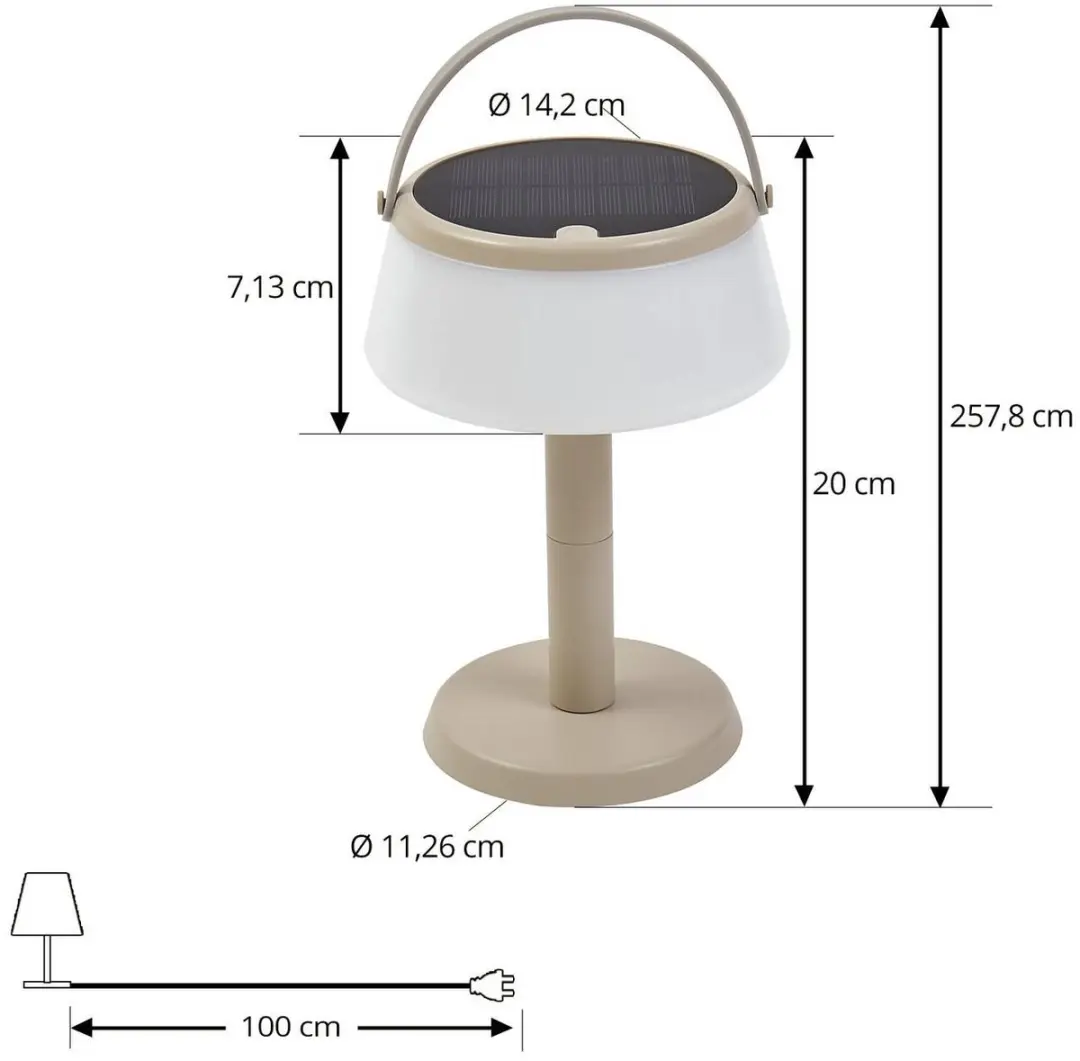 Lindby Terraslamp Dimmer 1 Licht - 14,2cm Zandbeige/Wit