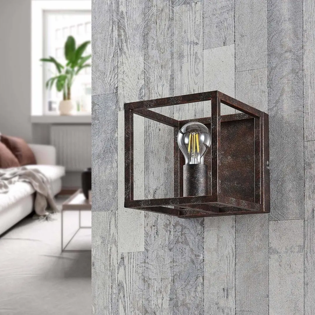 Lindby Wandlamp Metaal Roest Antiek - E27