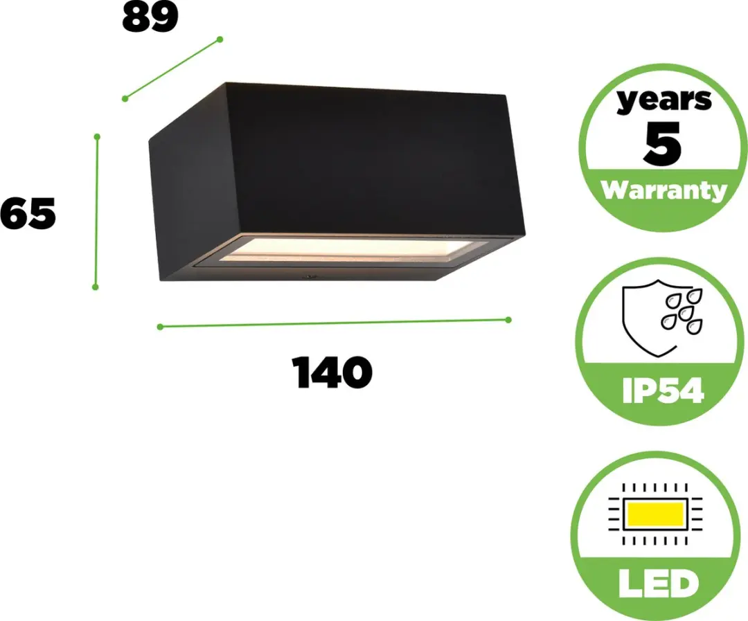 LUTEC Gemini LED Wandlamp Buiten 700Lm 3000K - Mat Zwart