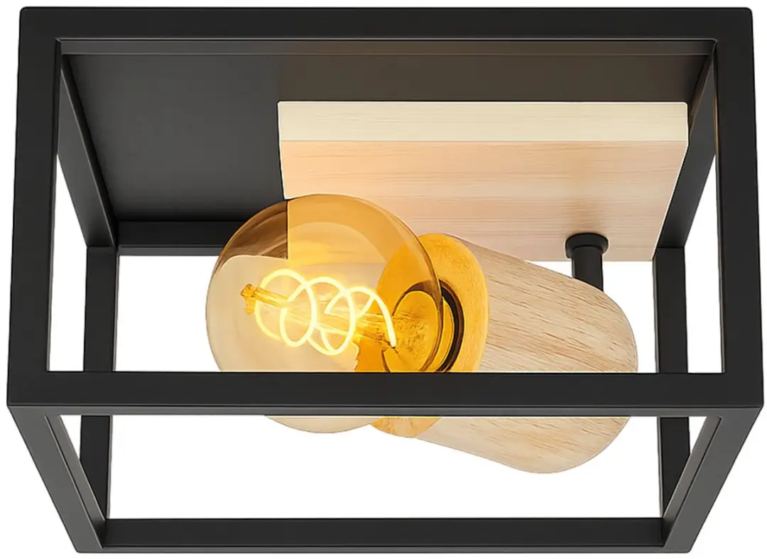 Globo Retro Plafondlamp Zwart - E27 1x - 14,5x22x22cm