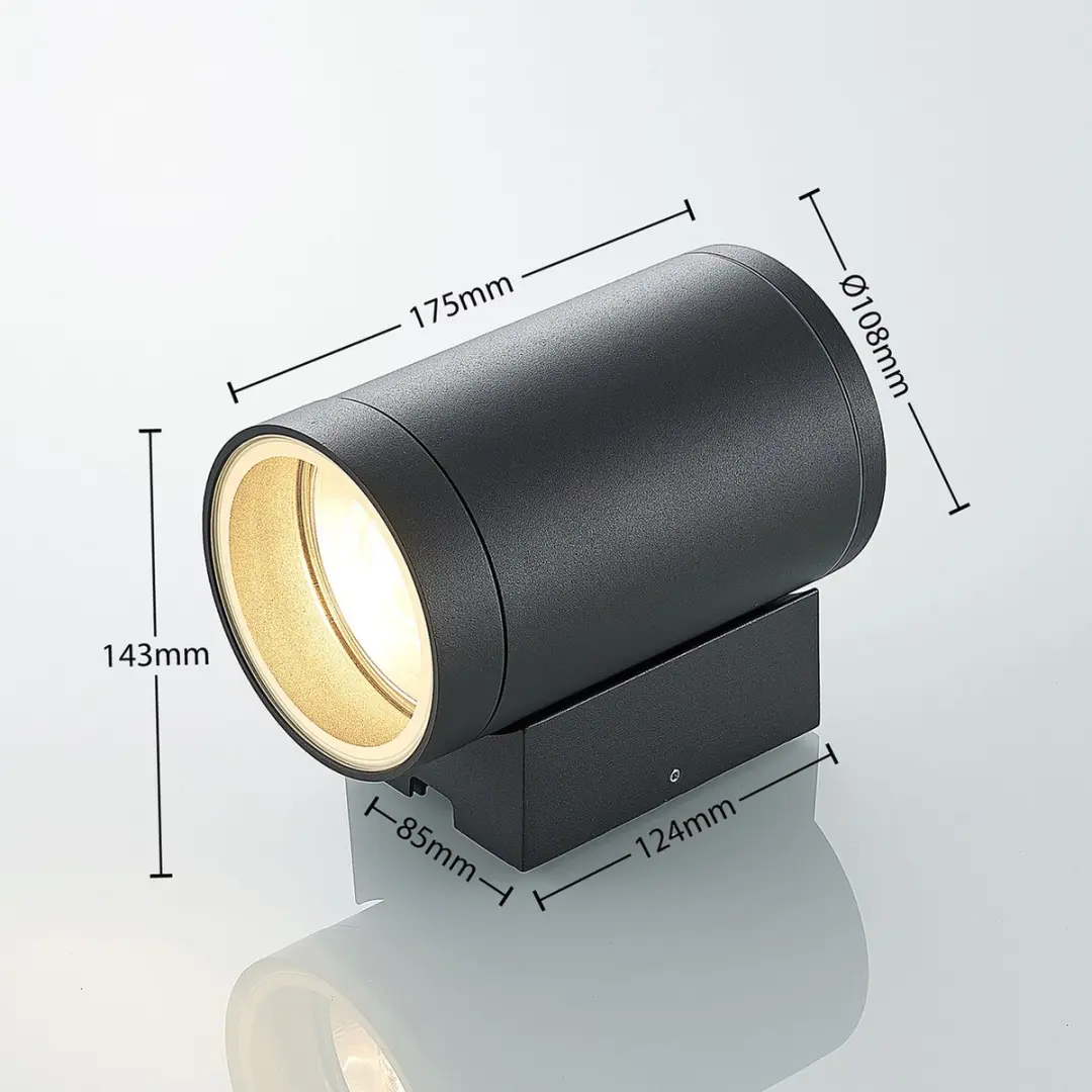 Lucande Wandlamp Buiten 1 Licht - Gegoten Aluminium - 17,5 cm - Donkergrijs