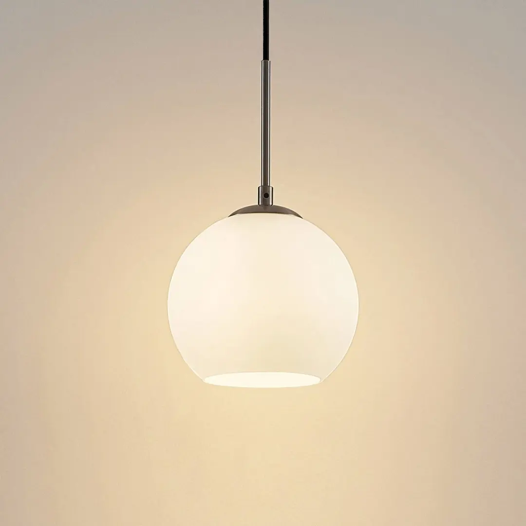 Lindby Hanglamp 1 Licht - Staal/Opaal Mat - E27