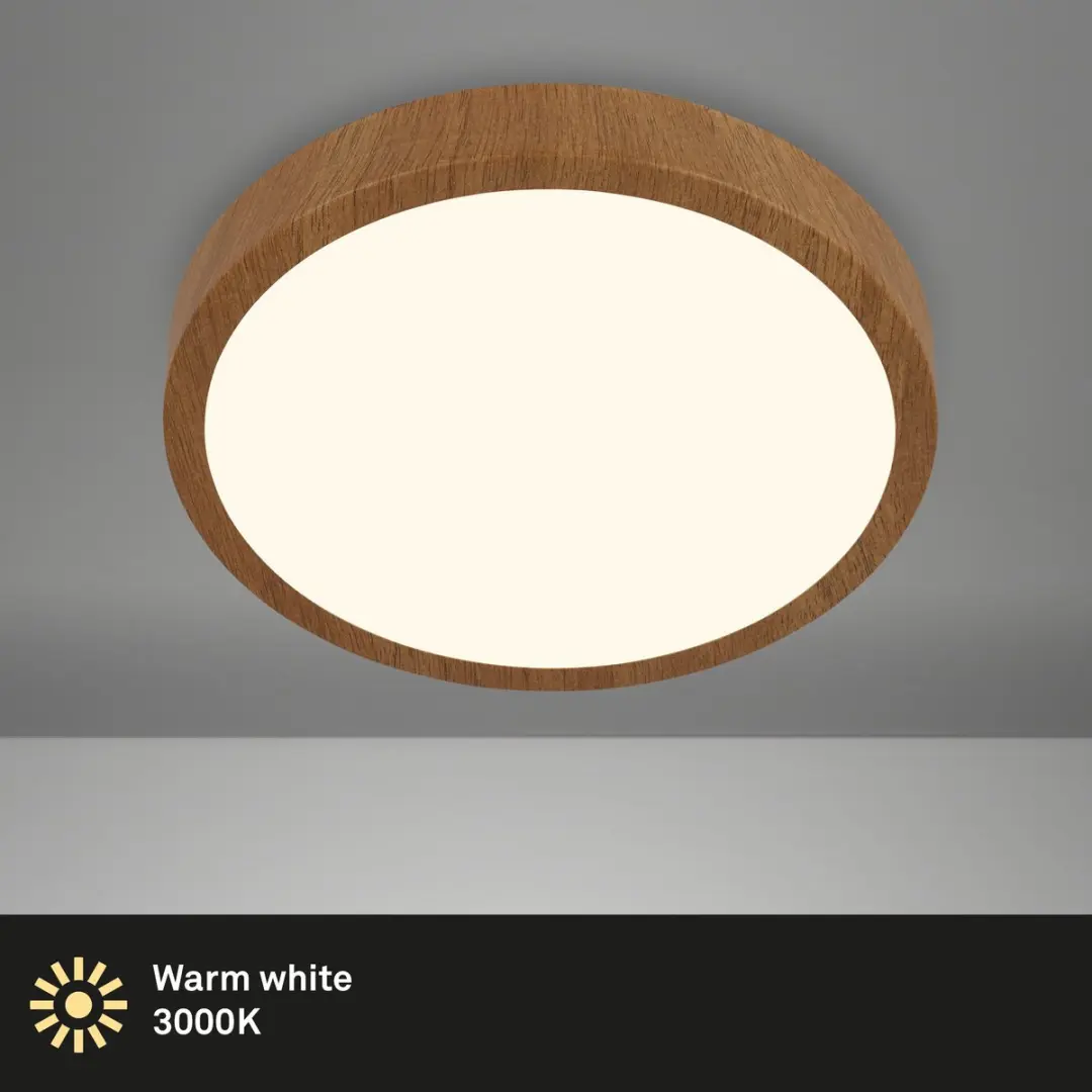 Briloner LED Plafondlamp Houtlook 24W - Ø38cm
