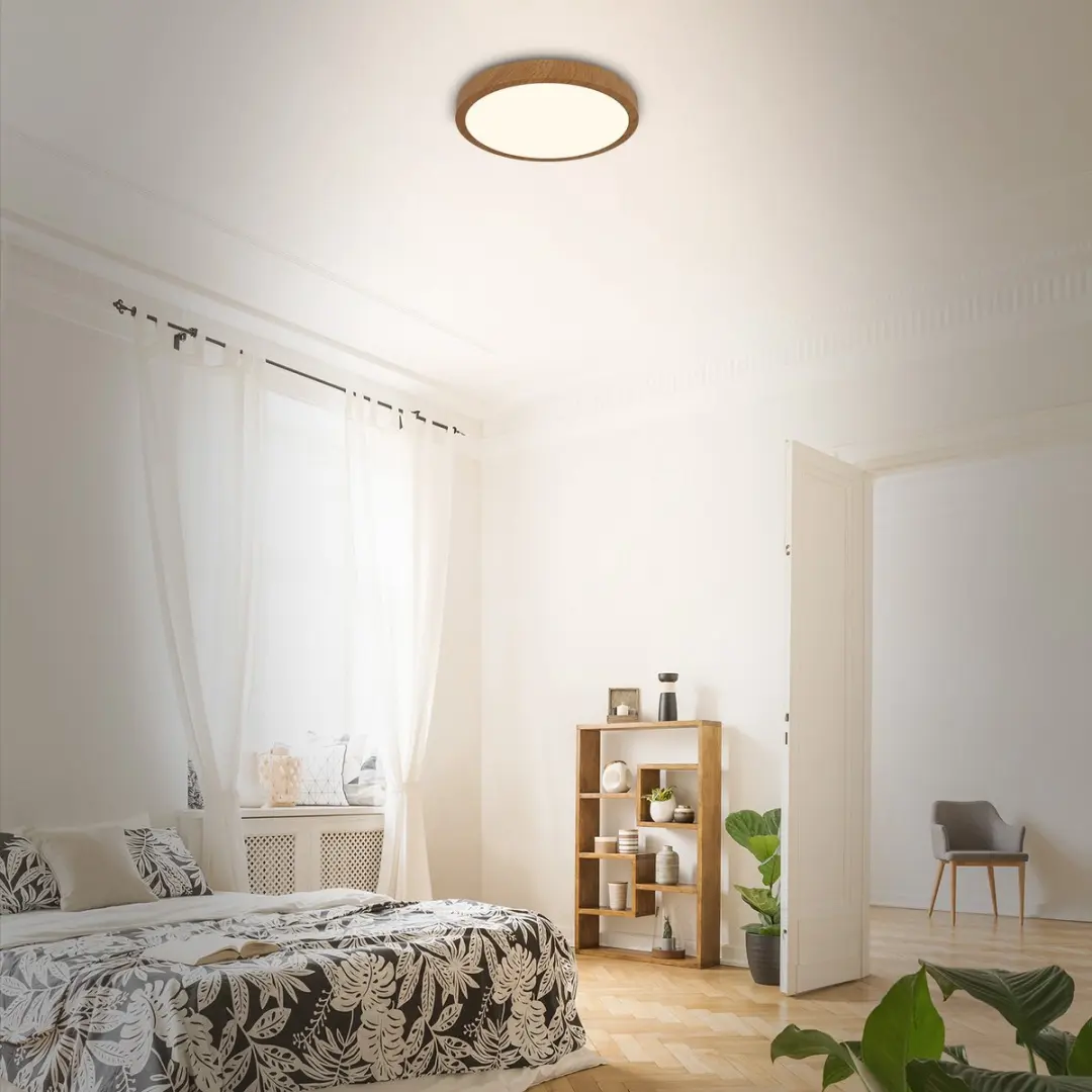 Briloner LED Plafondlamp Houtlook 24W - Ø38cm