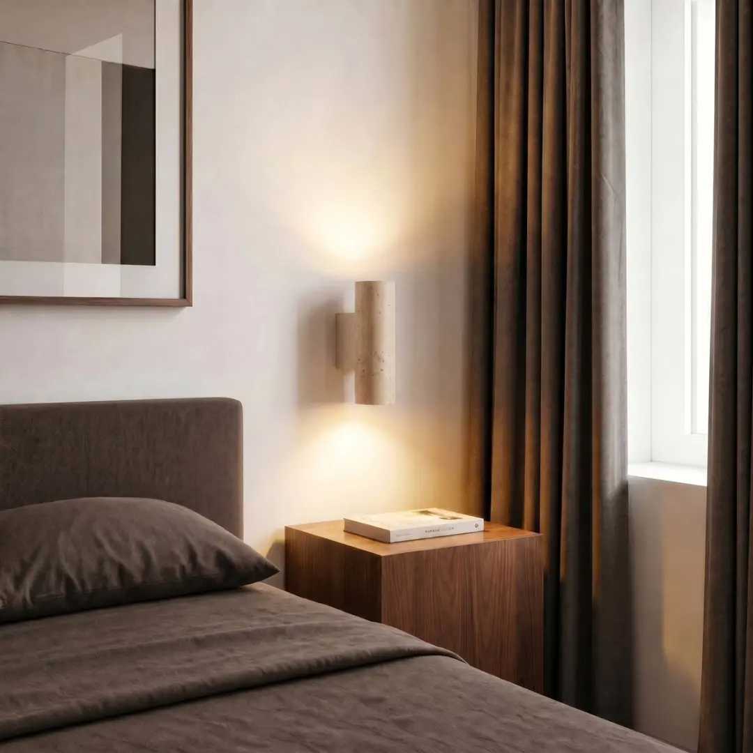 Lucande Wandlamp 2 Lichtpunten Travertijn Beige