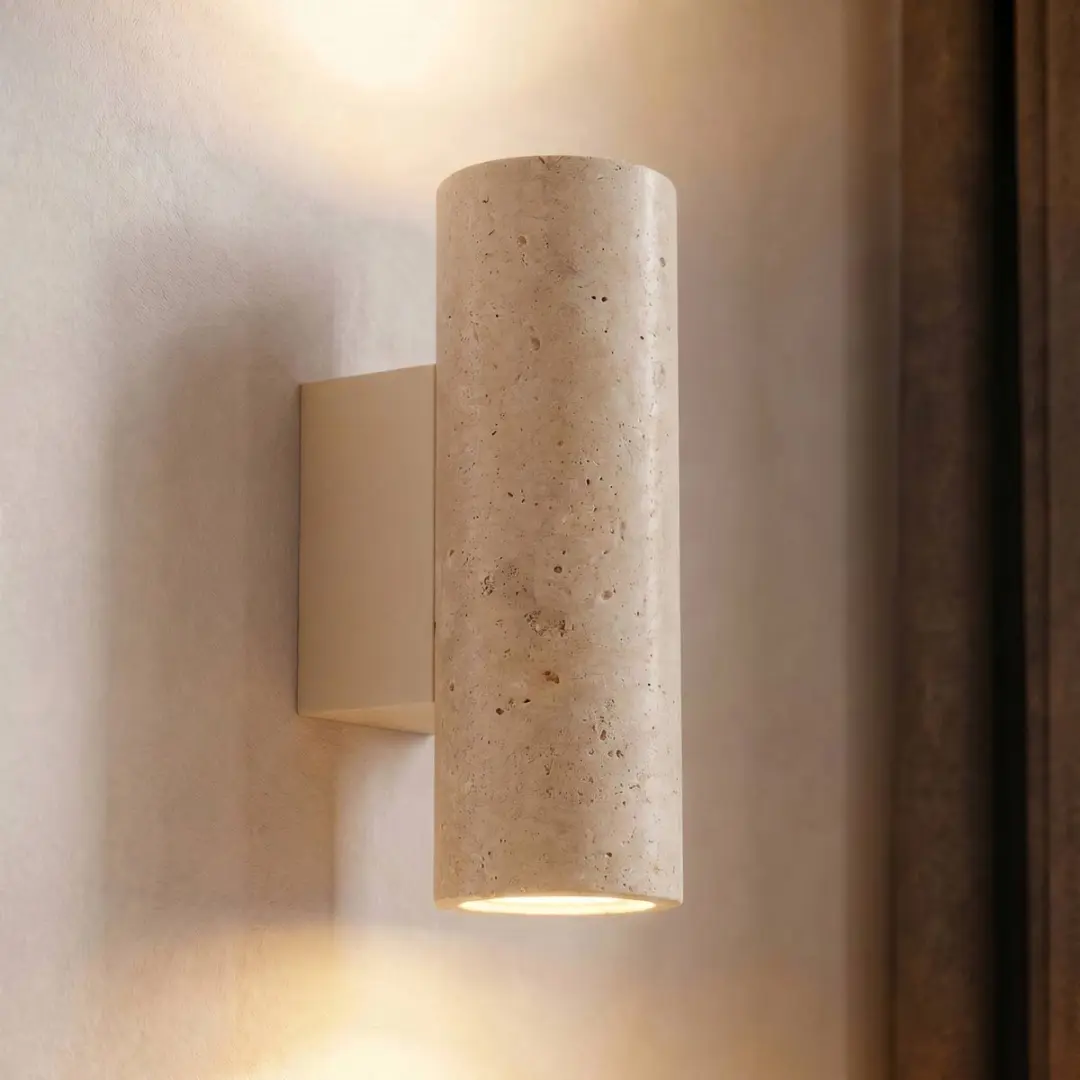 Lucande Wandlamp 2 Lichtpunten Travertijn Beige