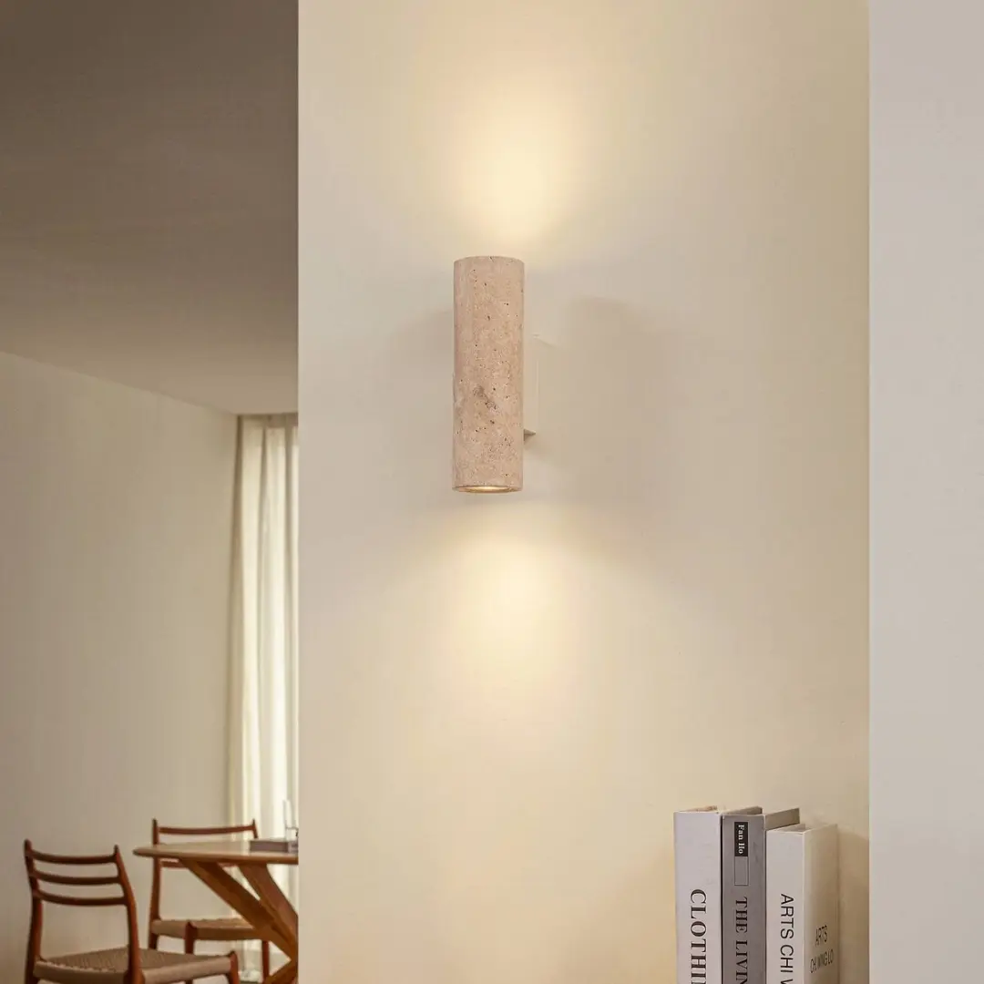 Lucande Wandlamp 2 Lichtpunten Travertijn Beige