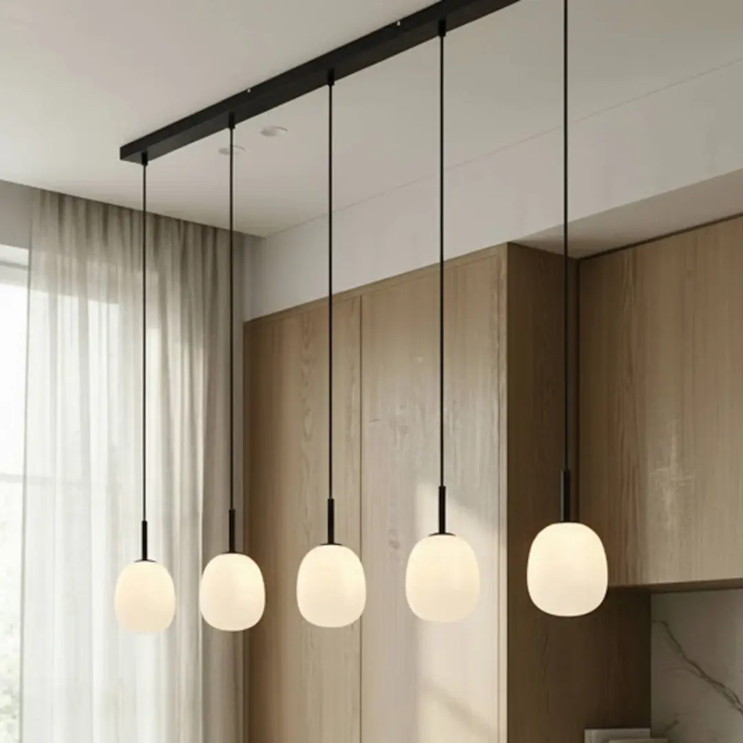 Lindby Hanglamp 5-lichts G9 Opaalwit/Mat Zwart