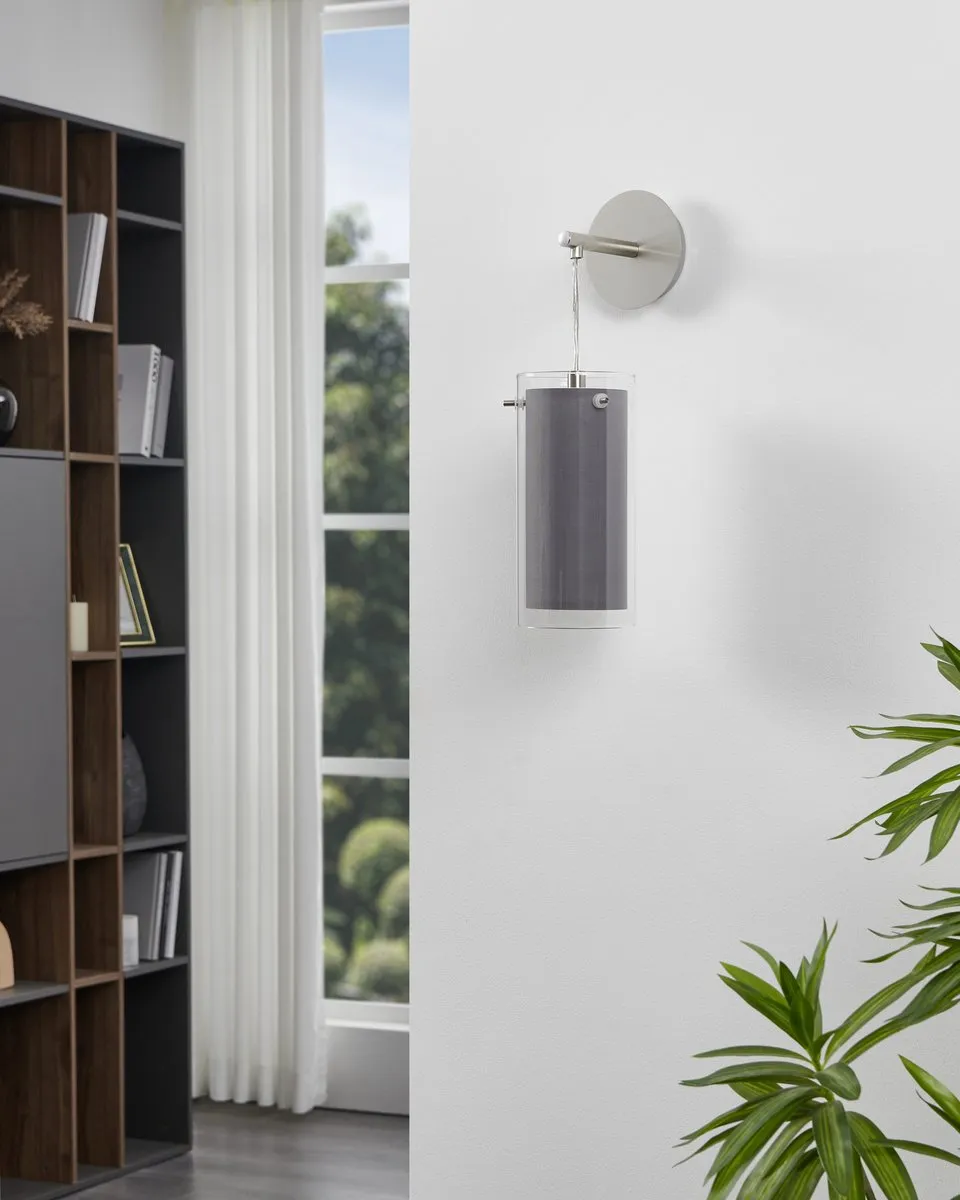 Eglo Pinto Textiel Wandlamp E27 - 44,5 cm - Grijs